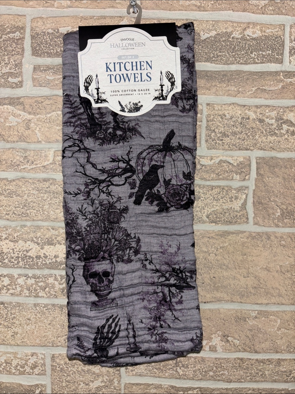 Envogue Halloween Kitchen Towel in Gray and Black